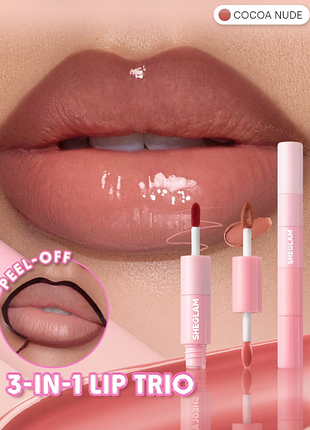 Набор для губ 3-в-1 sheglam vibe shift lip trio - cocoa nude - peel-off тинт, матовая помада и блеск (6377)