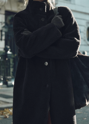 Шуба черная zara мутон