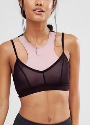 Спортивний топ forever 21 двошаровий з сіткою, розмір м, чорно-білий.