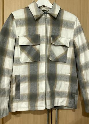 🤎 чоловіча утеплена куртка-сорочка much more men’s wear, жакет-шакет у клітинку, s
