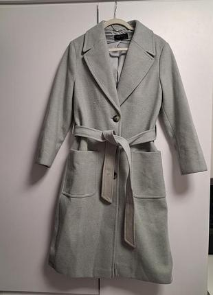Пальто жіноче marks & spencer демісезонне сіре з візерунком ялинка