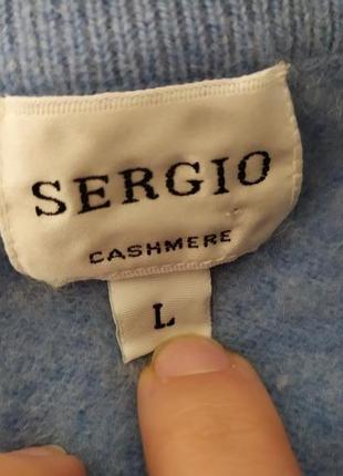 Блакитний кашеміровий светр з v подібним виріз sergio l4 фото