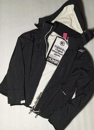 Куртка спортивна superdry windcheater чорна на флісі