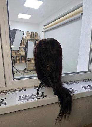 Перука натуральне волосся каштанова довга