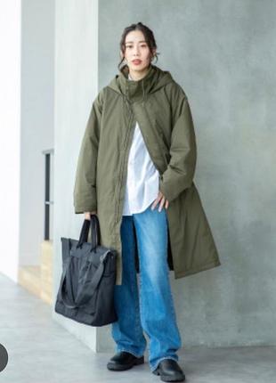 Пальто унісекс uniqlo c демісезонне хакі