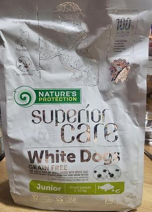 Сухий корм natures protection superior care white dogs grain free junior small and mini breeds, для юніорів, 1.5 кг
