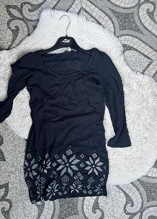 Чорна сукня / туніка laura ashley з принтом в етно-стилі (розмір xs / uk 8)