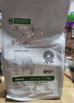 Nature's protection superior care white dog grain free adult small and mini breeds insect