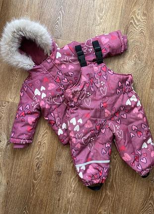 Зимовий теплий костюм sinsay 80 см комбінезон і куртка на флісі дівчинці 💖