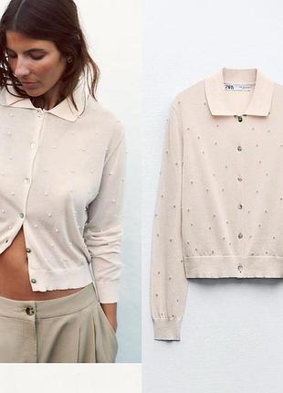 Кофта, топ, кардиган zara с декором, м