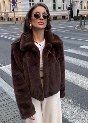 Шуба  zara коричнева
