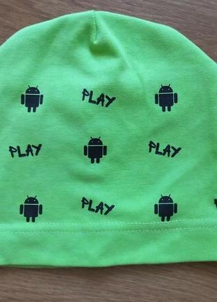 Шапка демисезонная салатовая android 6-24 мес
