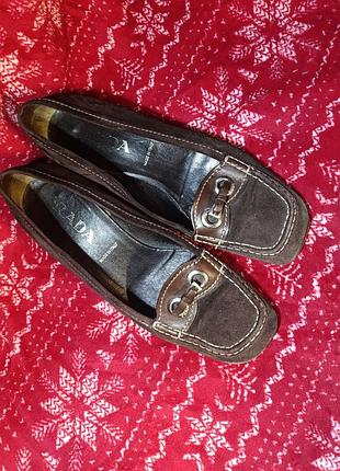 Вінтажні замшеві туфлі-лофери prada (оригінал, made in italy) | розмір 37.5