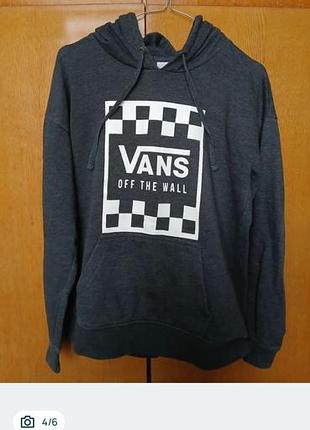 Худі vans графітового кольору з логотипом та шаховим принтом