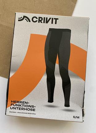 Мужские зональные термоштаны crivit herren-funktionsunterhose бесшовные термолосины черные спортивное термобелье кальсоны подштанники германия m