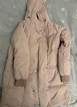 Жіночий пуховик zara рожевий дутий з капюшоном