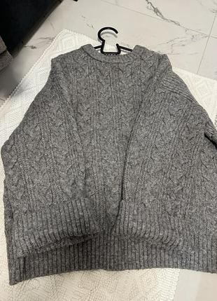 Светр жіночий h&m оверсайз сірий з візерунком