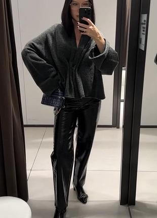 Кардиган-накидка жіночий zara оверсайз графітовий