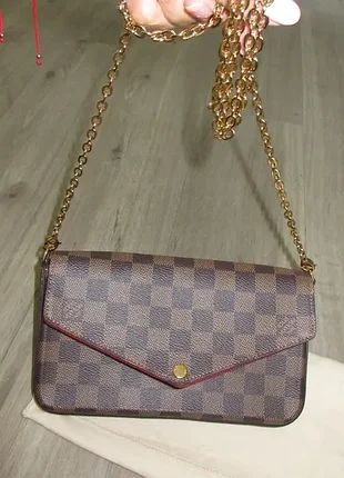 Louis vuitton damier ebene felicie pochette чип nfc люкс