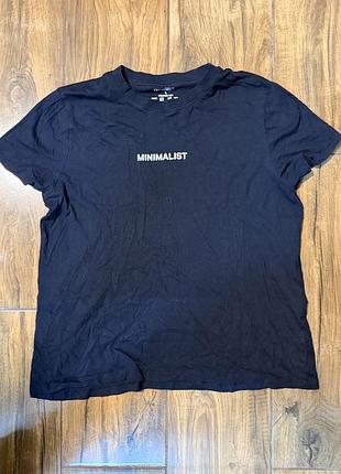 Футболка t-shirt жіноча коротка чорна primark minimalist розмір l стан хороший колір збережений