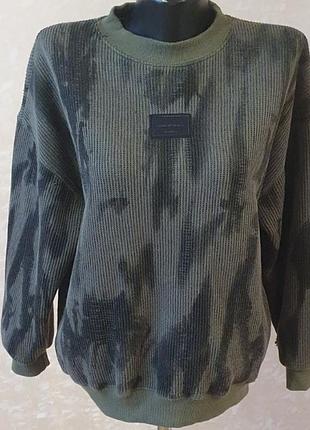 Вязаный свитшот цвета хаки с эффектом варки (тай-дай), р. 160 (xxs/xs)