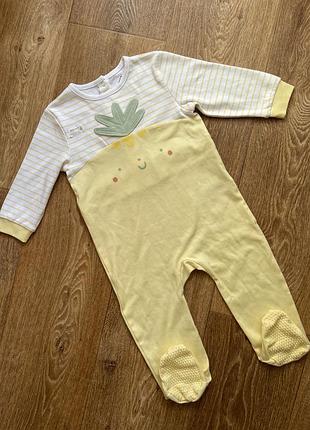 Новий бавовняний чоловічок сліп tex baby 18 міс (81 см) із закритими ніжками 🍍