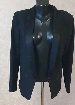 Женский черный смокинг пиджак h&amp;m с атласными лацканами, р. eur 42 (l)