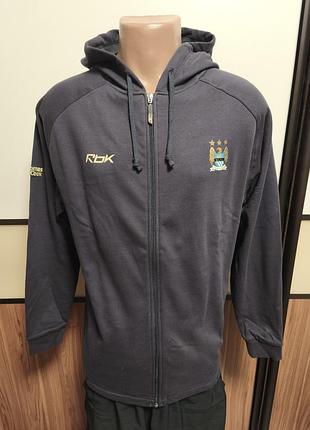 Manchester city reebok мужская винтажная футбольная кофта с капюшоном зипка худи