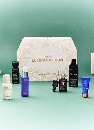 Набір cult beauty the luminous skin edit, medik8, allies of skin,  augustinus bader, подарунковий набір доглядової косметики, догляд, сироватка, крем