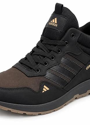 Чоловічі зимові шкіряні черевики кросівки adidas climacool brown