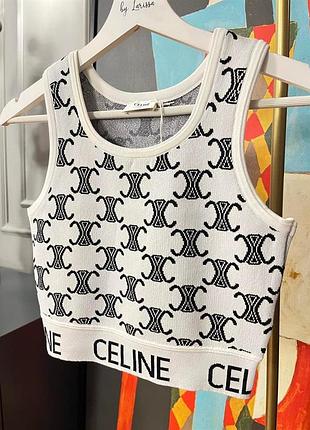 Жіночий кроп-топ celine чорно-молочний