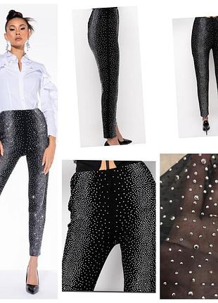 Легінси-скінні  прозорі зі стразами на всю довжину розмір s.  akira label all night rhinestone skinny