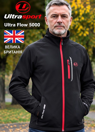 Мужская куртка софтшелл ultrasport ultra flow 5000 черная с красными молниями, размер m (48)