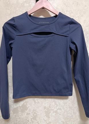 Укорочений спортивний лонгслів (кроп-топ) primark у синьому кольорі l