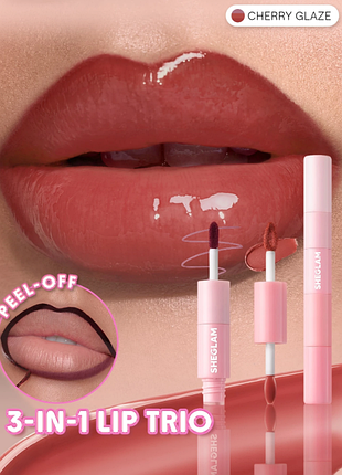 Набор для губ 3-в-1 sheglam vibe shift lip trio - cherry glaze - peel-off тент, матовая помада и блеск (6380)