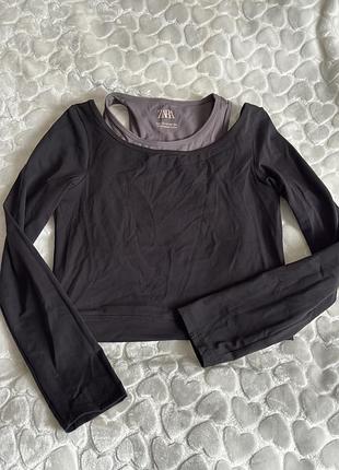 Лонгслів жіночий спортивний zara xs-s чорний