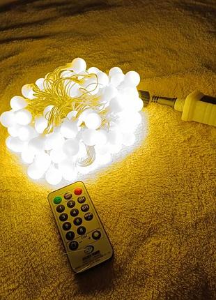 Водонепроницаемая гирлянда augone 15м 120 led 8 режимов, с пультом и таймером для помещений и улицы