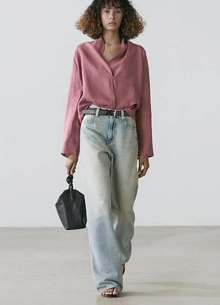 Льняна блуза на запах massimo dutti