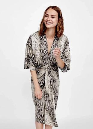 Сукня міді жіноча zara кімоно зі зміїним принтом