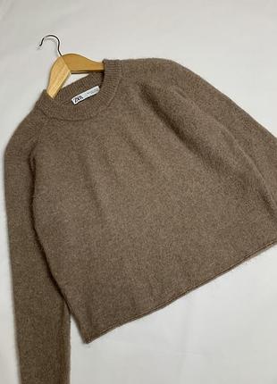 Пухнастий светрик альпака вовна в кольорі кави