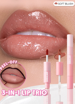 Набор для губ 3-в-1 sheglam vibe shift lip trio - soft blush - peel-off тент, матовая помада и блеск (6381)