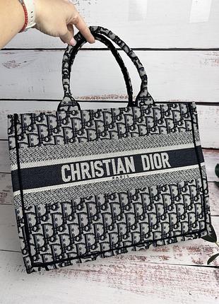 Жіноча сумка-тоут christian dior текстильна прямокутна середня