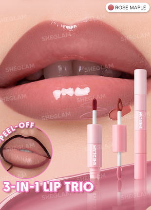 Набор для губ 3-в-1 sheglam vibe shift lip trio - rose maple - peel-off тинт, матовая помада и блеск (6378)