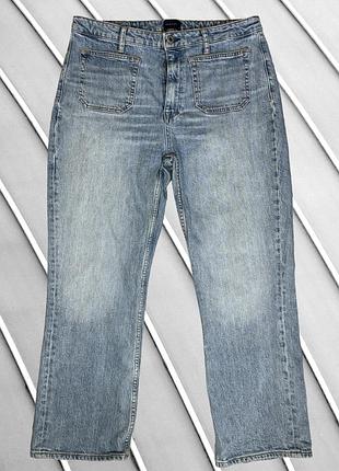 Женские джинсы gant xl eu42814 ua48 голубые прямые с высокой посадкой классические брендовые брюки деним с внешними карманами спереди базовые