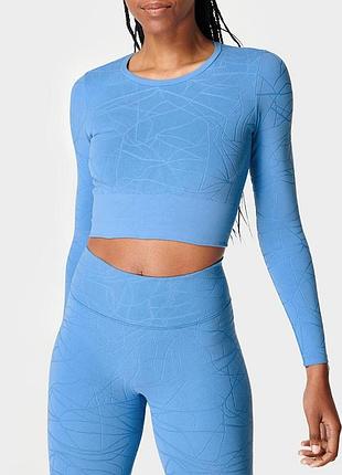 Спортивний топ кофта sweaty betty regatta blue motion jacquard long sleeve top