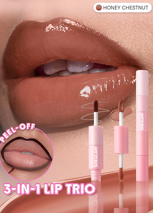 Набор для губ 3-в-1 sheglam vibe shift lip trio - honey chestnut - peel-off тент, матовая помада и блеск (6382)