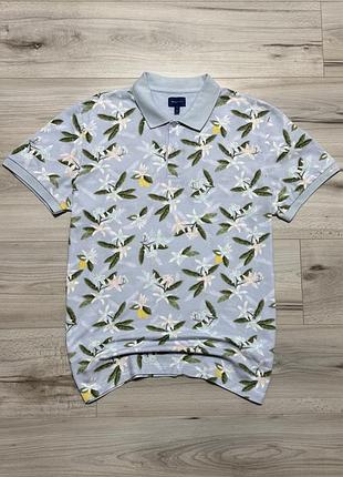 Стильная футболка поло гант gant floral lemon pique polo shirt, l, оригинал