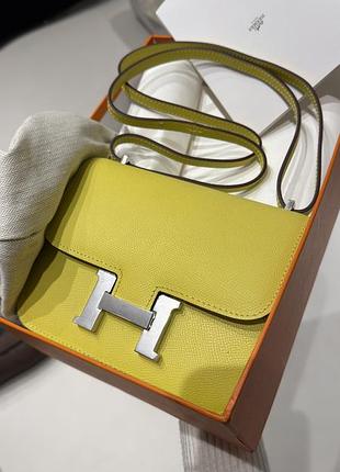 Жіноча сумка hermes constance жовта шкіряна