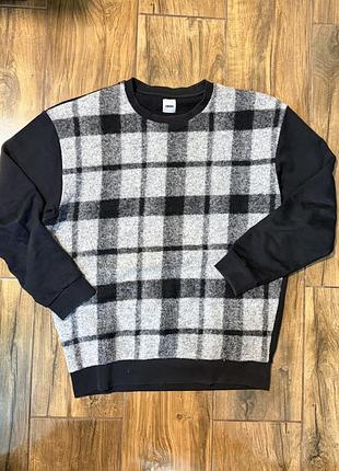 Світшот asos чорний у сіру клітинку светр світер світшот вовняний m–l | y2k dolce & gabbana style | чоловічий ретро 2000s