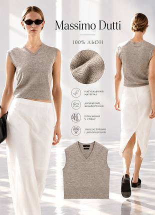 Massimo dutti трикотажный топ из 100% льна